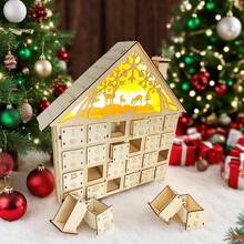 1 pieza Calendario de Adviento de Navidad de madera con diseño de ciervos y árboles - Decoración festiva de vacaciones para la repisa de la chimenea, estilo clásico, ideal para Navidad, decoración del hogar, decoración del dormitorio, decoración del baño, decoración de la cocina, regalo de Navidad, sin luz