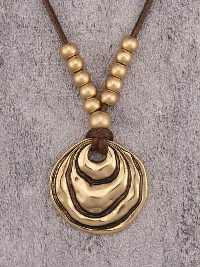 1pc Fashionable Minimalist Multi-Layer Asymmetrical Circle Pendant Long Necklace For Women