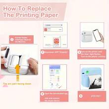 Multifunctional Portable Mini Printer Set, Suitable For Printing Text, Notes, Photos, Course Labels, To-Do Lists, Etc, Tissue Box Holder Square, Tissue Box Cover Square, Tissue Box Square, Label Printer, Mini Printer, Thermal Printer, Portable Printer, Photo Printer Christmas Gift