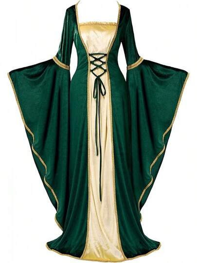 Traje de Renacimiento para Mujer Vestido Medieval de Terciopelo Negro Vestido de Hada Irlandesa para Boda Fiesta Temática de Cosplay de Halloween Estilo Renacentista
