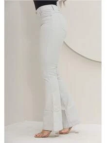 Women's Flare Jeans, High Waist, Bell Bottom - 香檳色 - 查看 8