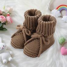 Baby Boys Girls Knitted Shoes Soft Sole First Walking Socks Comfortable Indoor Booties - Cà phê nâu - Xem 5