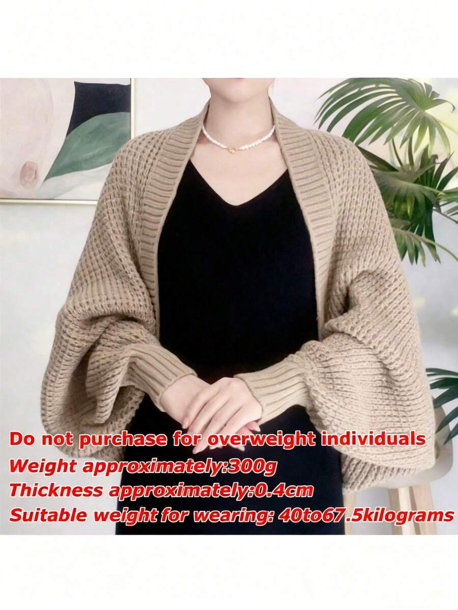 1 件女式宽松针织蝙蝠袖斗篷开衫，休闲套头毛衣，春/秋/冬