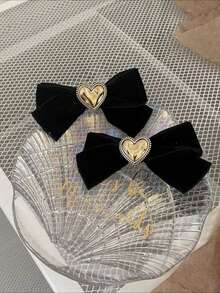 2 Stücke Mädchen Herz Samt Haarspangen, Enten Clips für Seitenpony, Haarzubehör ohne Beschädigung