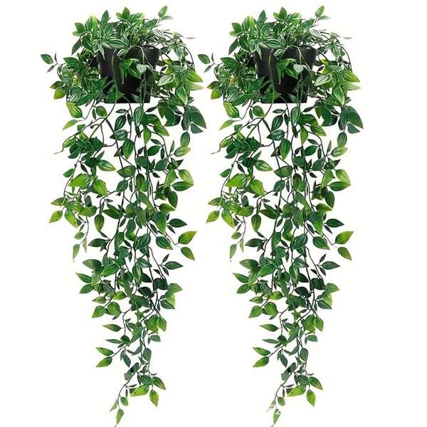 1/2 Artificial Plants, Hanging Potted Plants, Wall-Mounted Shelves For Decoration, Suitable For Indoor And Outdoor Use, Living Room Shelf Decoration, Home Decor, Room Decor, Garden Decor, Wall Decor.