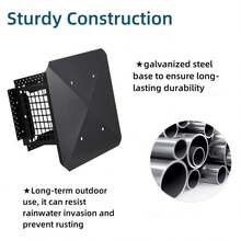 Tapa de chimenea superior con pantalla, Cubierta de chimenea de lluvia del techo, Tapa de escape de chimenea de acero galvanizado, Tapa de techo ajustable para ventilación - 9x9 pulgadas - Ver 6