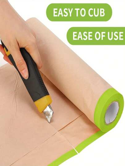 1 rolka laminowanego papieru maskującego do malowania olejem, papier maskujący do malowania natryskowego, folia maskująca do malowania, papier pakowy do ochrony podłóg, ram, mebli, samochodów, obrazów, napraw karoserii, projektów DIY, idealna do biura i zastosowań komercyjnych