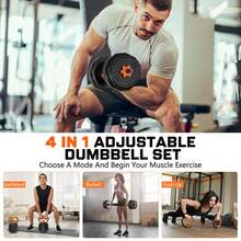 GIKPAL 66lb 6-In-1 Adjustable Dumbbells Set Free Weight Set With Connector Used As Barbell, Kettlebells, Push Up Stand, Fitness Exercises For Home Gym Suitable Men/Women - 66lb - View 2