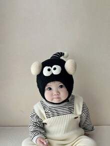 1 件婴儿秋冬季趣味眼睛无檐帽（男女通用） - 加厚毛绒帽 - 保暖护耳婴儿帽 - 彩色 - 查看 4