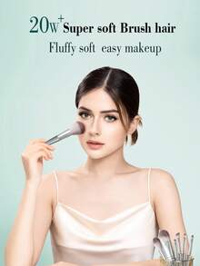 mulynsie Juego de 14 piezas de brochas de maquillaje profesionales de color verde oscuro de lujo - Cerdas de nailon hipoalergénicas, mangos de ABS, brochas para palma para todo tipo de piel, set profesional y para principiantes