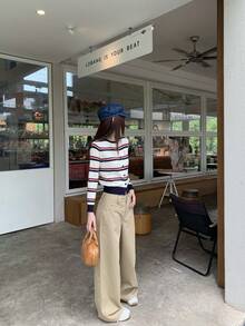 New Women Autumn Casual Straight Leg Pants, Retro Versatile Wide Leg Trousers