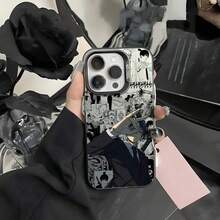 Custodia per iPhone, Custodia per telefono C-A-Aki Hayakawa per iPhone 16 15 14 13 12 11 Pro Max, colore nero opaco, multicolore, cover metallica laser aurora