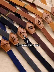 1pc Personalized Groomsman Suspenders, PU Suspenders, Groom Suspenders, Valentine's Day Gift, Anniversary Gift, Wedding Suspenders, Best Man Gift, Groomsman Gift, Anniversary Gift - Multicolor - View 3