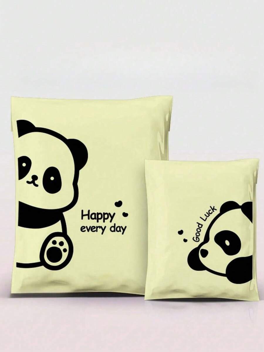 Bolsas de envío, con estampado de panda, bolsas de envío adhesivas resistentes, bolsas de entrega express impermeables y gruesas en inglés, sobres multiusos, de varios tamaños adecuados para ropa, pequeños negocios, boutiques, embalaje de diversos artículos