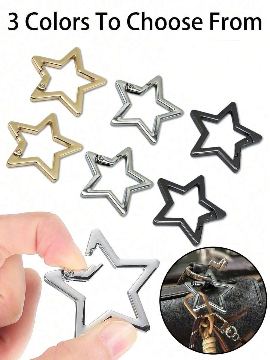 户外钥匙扣 - 创意登山扣式露营户外配件，铝制星形登山扣，创意弹簧钩钥匙扣，户外露营徒步配件，3 个工作日内发货，铝合金户外星形弹簧锁钥匙扣