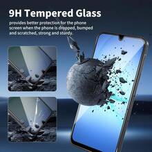 Set 4 folii de protecție pentru ecran Galaxy A17/A07: folie de protecție din sticlă securizată ultra-clară, folie de protecție pentru lentila camerei 3D, anti-zgârieturi, anti-șoc