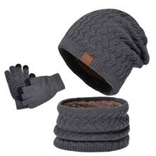 OBOVAY Men's Winter Knit Hat, Warm Scarf And Touchscreen Gloves, Double Layer Thickened Pattern, Pom Pom Snowflake Design, Suitable For Skiing, Travel, Cycling, Driving, Dating, Men's Gift, Daily Winter Accessories, Winter Outfit, Winter Warmth - Multicolor - View 8