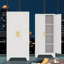 61-Inch White Metal Storage Cabinet (With Adjustable Shelves): Can Be Used As A Foyer Storage Cabinet / Filing Cabinet / Tool Cabinet. Suitable For Various Scenarios Such As Offices, Hallways, Bedrooms, Kitchens, Laboratories, Garages, Schools, Hospitals, Etc. - trắng - Xem 6