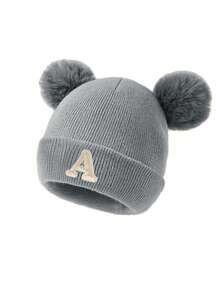 1PC Embroidered Personalized Baby Knitted Hat Toddler Children 26 Letter Beanie Cap Craft Baby Girls Skull Hat For Infant Girls Daily Wear 0-3Y