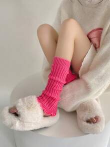 1双秋冬女士腿套，糖果色芭蕾舞风格毛绒长筒袜，可爱Y2K风格，舒适保暖 - 彩色 - 查看 3