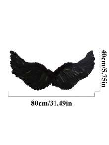 3 件套天使翅膀套装，适用于万圣节、光环头带和带羽毛翅膀的魔杖、女孩仙女服装装扮、圣诞派对照片道具 - 白色 - 查看 11