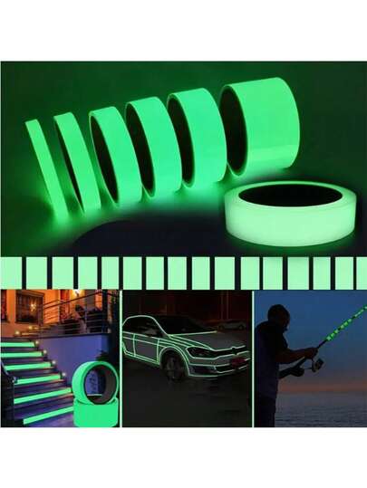 2PCS Luminous Tape Luminous Tape Green Warning Ground Light Storage Stair Anti-Slip Sticker Reflective Fluorescent Tape