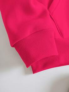 Customized Women's Fleece Sweatshirt With Pockets - Customizable Front And Back Of Sweatshirt, Add Your Own Text, Choose Color And Font, As A Gift For Girlfriend, Family Or Yourself. - Hot Pink - View 4