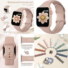 Patenting Sport Silicone Bands Compatible With Apple Watch Band 38mm 40mm 41mm 42mm 44mm 45mm 46mm 49mm For Women MenSoft Sport Replacement Strap For  Bands Series SE 10 9 8 7 6 5 4 3 2 1 Ultra# FDDSF2025 - Trà sữa - Xem 2