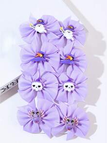 8pcs Kids Cute Floral Cartoon Creative Hair Clips, Fashionable Halloween Party Accessories, No Card Paper Packaging
