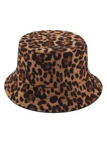 1顶双面涂鸦渔夫帽，豹纹防晒帽，男女通用户外百搭嘻哈印花渔夫帽 - 豹紋雙面漁夫帽 - 查看 4