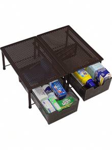 Estante Almacenamiento Expandible para Gabinetes - Paquete 2 Unidades en Blanco, Metal Resistente al Óxido, Ideal para Cocina, Oficina y Ahorro Espacio - Blanco (2 unidades) - Ver 7