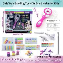 二合一编发工具+发圈收纳器+8个发饰，儿童DIY自动编发器，1套创意串珠发饰，女孩玩具魔法发型配件套装，编发工具，彩色编发缝纫线 - 彩色 - 查看 10