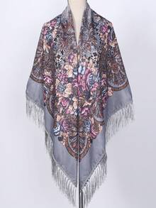 NAAMLOOS 63 Inch Floral Print Polyester Scarf, Oversized Shawl, Wrap, Poncho, Blanket For Women, Autumn/Winter,Beach,Holiday,Accessories,Travel Essential - Multicolor - View 5