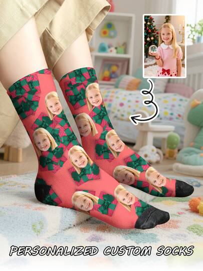 1 par de calcetines de tubo medio personalizados para niños, con cualquier cara que se desee, para niños y niñas, calcetines personalizados con fotos, diseños de imágenes personalizadas e interesantes con calcetines de longitud media a larga, adecuados para el Día de San Valentín, cumpleaños, regalos y otras ocasiones, personalizados, divertidos, ricos y coloridos, diseño creativo de anime y dibujos animados, regalos navideños