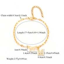 1pc Minimalist Fashionable Bow & Letter Stainless Steel Gold Lip Chain Bracelet, For Women - Gold Micro-inlay - View 2