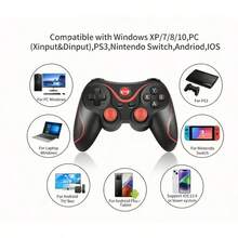 El mango de juego Bluetooth inalámbrico está conectado directamente al sistema iOS android. La batería tiene una larga vida útil y es adecuada para computadoras móviles - Negro - Ver 5
