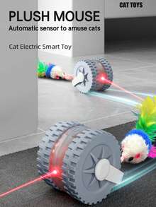 Automatic Cat Laser Toy, Infrared Interactive Cat Toy, Hands-Free, Intelligent Rotating, Automatic Laser Dot, Simulating Prey Movement, Challenging Cat's Hunting Instinct, Rechargeable, Long-Lasting, Silicone Material, Scratch & Bite Resistant