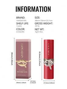 HANDAIYAN Velvet Cream Matte Lipstick, Nourishing Velvet Makeup Effect, Natural Long-Lasting Waterproof, Suitable For Halloween, Christmas Makeup, Parties, Vacations, Camping Trips, Daily Makeup, Holiday Gifts, Autumn/Winter Dorm Essential, Makeup Product, Face Painting, Cosmetics, Suitable For Women, Suitable For Birthday, Valentine's Day Gifts, Carnival Party Occasions, Best Color Choice For Y2K Fancy Fashion - 彩色 - 查看 8