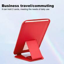 1 件可折叠皮革卡夹和手机支架，通用卡槽桌面支架 - 彩色 - 查看 3
