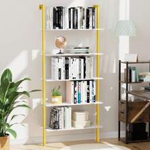 Cuezal Estantería de 5 Niveles con Estante Abierto para Almacenamiento, Librero Organizador Minimalista de Madera, Librero Blanco de 5 Niveles, Estantes de Cocina Dormitorio, Sala (ármol Blanco) - 1 - Ver 3