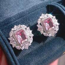 1 Pair Luxury Cubic Zirconia Stud Earrings For Women, Suitable For Wedding, Party, Engagement, Anniversary, Valentine's Day Jewelry Gift