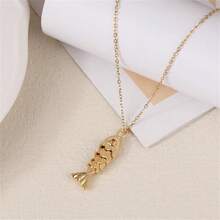 BMOR 极简主义铰接式鱼吊坠项链海洋爱好者海滩项链女士日常不锈钢配饰奢华优质珠宝礼物