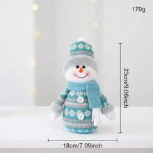1pc Christmas Decoration Plush Blue Snowman Doll, Cute Fabric Doll Sled Figurine For Home Tabletop Display - Multicolor - View 12