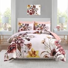 DJY 7 Pieces Purple Floral Comforter Sets Full Queen King Bed In A Bag,Elegant Flower Comforter With Sheet Set, Soft Microfiber Bedding Set For Wedding Items,Valentines Day Home Bed Room Decor,Mothers Day Gift,All Season - Đỏ - Xem 9