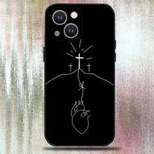 Funda de teléfono cristiana de Jesucristo para iPhone 16, 15, 14, 13, 12, 11 Plus, Pro Max, XS, X, XR, SE, Mini, 8, 7, de silicona suave negra - Z7 - Ver 8