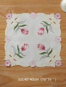 1pc Satin Fabric Exquisite Embroidery Decorative Table Runner For New Year, Kitchen, Dining Table, Home Decor, Mother's Day, Valentine's Day, Family Gathering, Holiday Decoration, Indoor & Outdoor, Party & Wedding Decorations