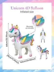 1 pieza Globo de lámina de unicornio 4D de pie y 25 piezas Globos de látex de color macarrón, Unicornio de pie con diseño de corona, Globos de látex de color rosa/azul/amarillo/morado/verde macarrón, para decoración de fiesta de cumpleaños, Globo de lámina de animal, Fiesta de cumpleaños con tema de macarrón, Decoración de fiesta de animales, Artículos para fiestas, Fiesta de cumpleaños con tema de unicornio, Revelación de género, Regalo de fiesta de cumpleaños