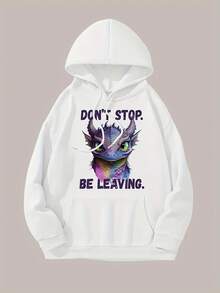 Long Sleeve Tops Women Cartoon Letter Slogan Pattern Printed Hoodie, Girl's Personalized Embossed Hoodie, Casual Large Pullover, Fashionable Four Seasons Hoodie, Soft Slightly Stretch Polyester Pullover Long Sleeve Design - Perfect Autumn Winter Women's Plus Size Clothing Loose And Comfortable Tops Shirts - 白色 - 查看 1