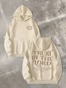 Threadbear - Double Sided Printed (250g Polyester Fiber) "TRUST IN THE LORD" Letter Pattern Christian Hoodie, Bible Proverbs 3:5-6 Scripture, Fashionable Men's Hooded Sweatshirt, Autumn And Winter Thick Velvet Long Sleeved Hooded Sweatshirt, Y2K, Suitable For Casual Daily Wear In Autumn And Winter, Suitable For Both Men And Women