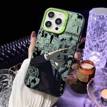 Custodia per iPhone, Custodia per telefono C-A-Aki Hayakawa per iPhone 16 15 14 13 12 11 Pro Max, colore nero opaco, multicolore, cover metallica laser aurora